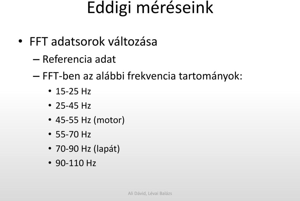 frekvencia tartományok: 15-25 Hz 25-45 Hz