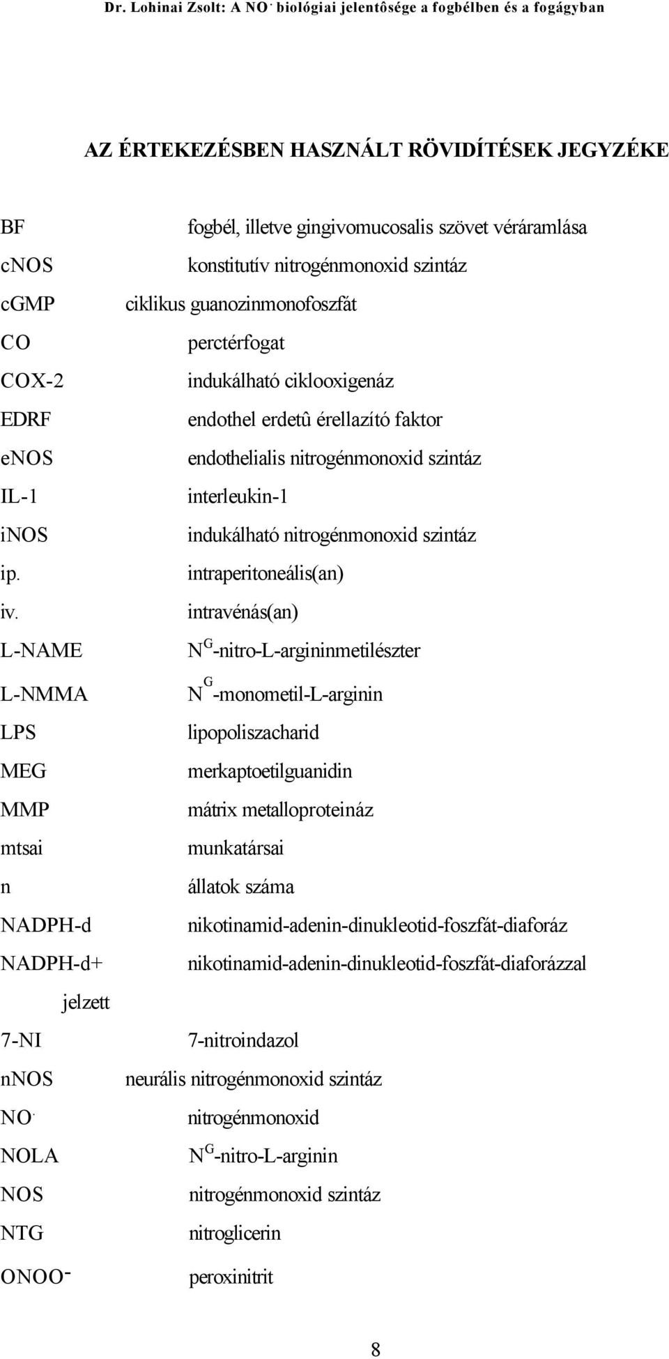 érellazító faktor endothelialis nitrogénmonoxid szintáz interleukin-1 indukálható nitrogénmonoxid szintáz intraperitoneális(an) intravénás(an) N G -nitro-l-argininmetilészter N G -monometil-l-arginin