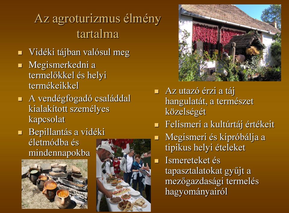 mindennapokba Az utazó érzi a táj hangulatát, a természet közelségét Felismeri a kultúrtáj értékeit