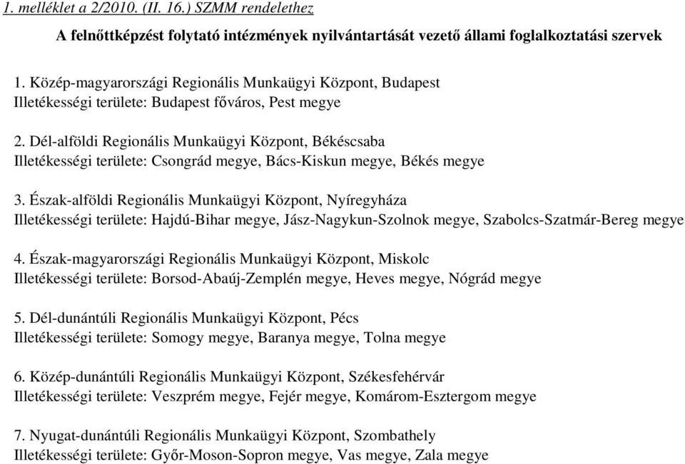 Dél-alföldi Regionális Munkaügyi Központ, Békéscsaba Illetékességi területe: Csongrád megye, Bács-Kiskun megye, Békés megye 3.