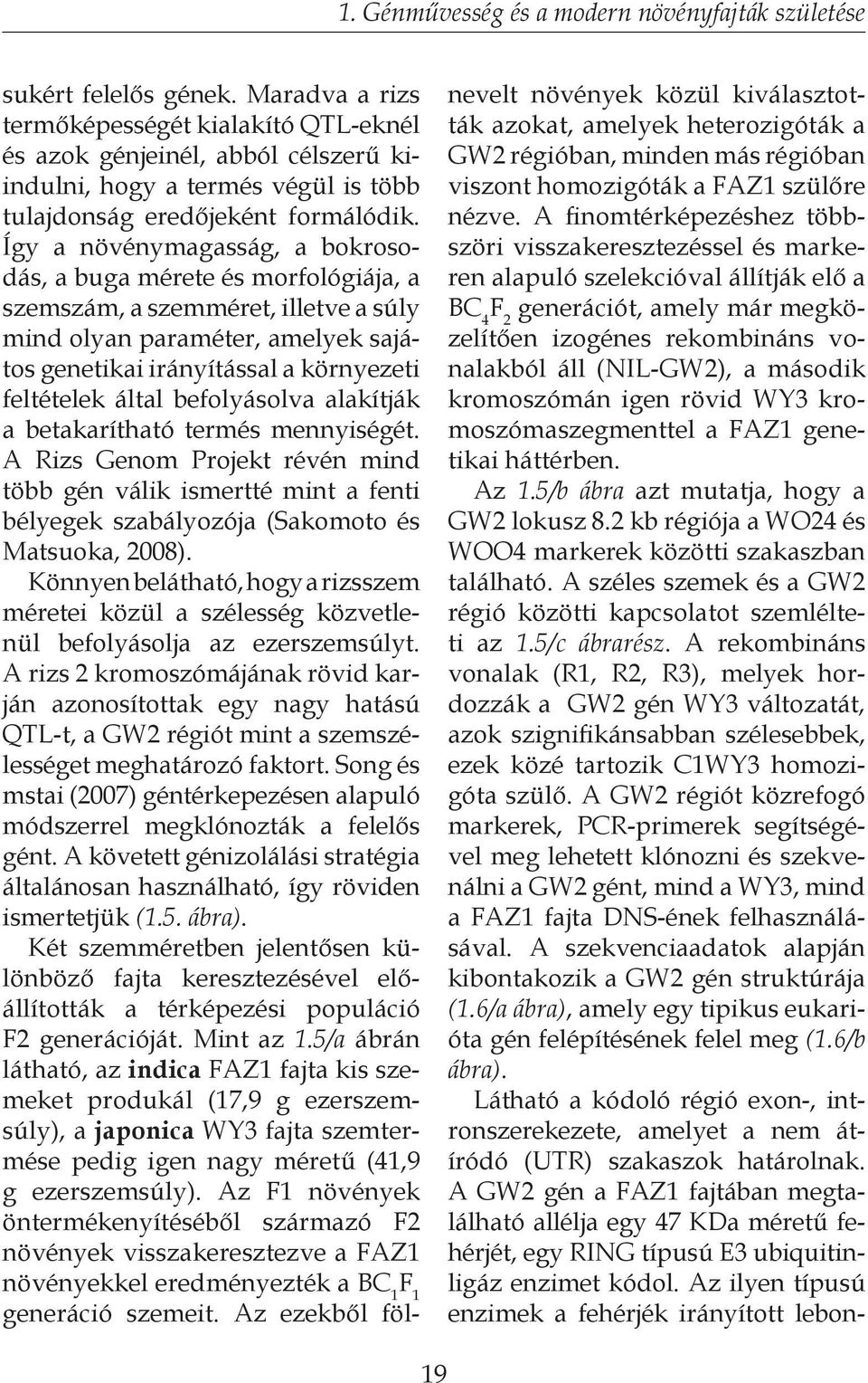 Így a növénymagasság, a bokrosodás, a buga mérete és morfológiája, a szemszám, a szemméret, illetve a súly mind olyan paraméter, amelyek sajátos genetikai irányítással a környezeti feltételek által