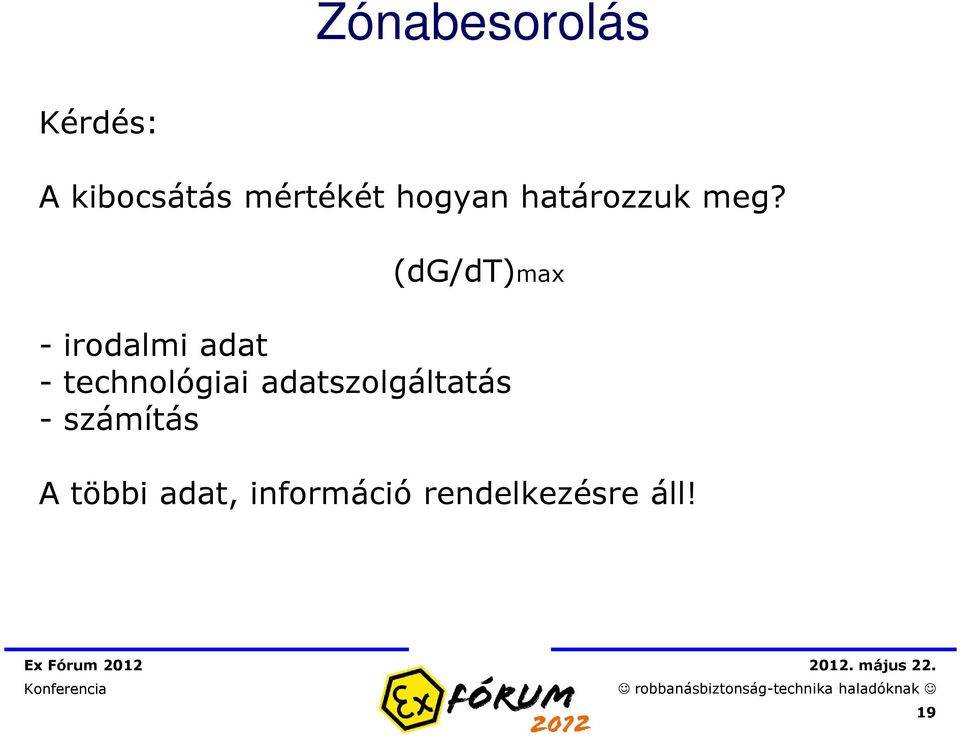 (dg/dt)max - irodalmi adat - technológiai