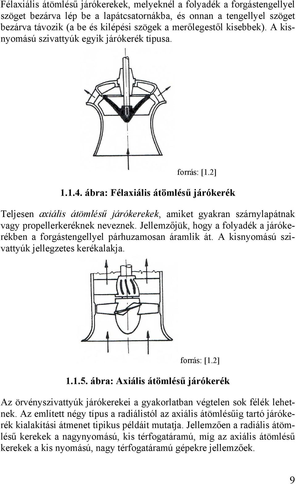 ábra: Félaiális átömlésű járókerék Teljesen aiális átömlésű járókerekek, amiket gyakran szárnylapátnak vagy propellerkeréknek neveznek.