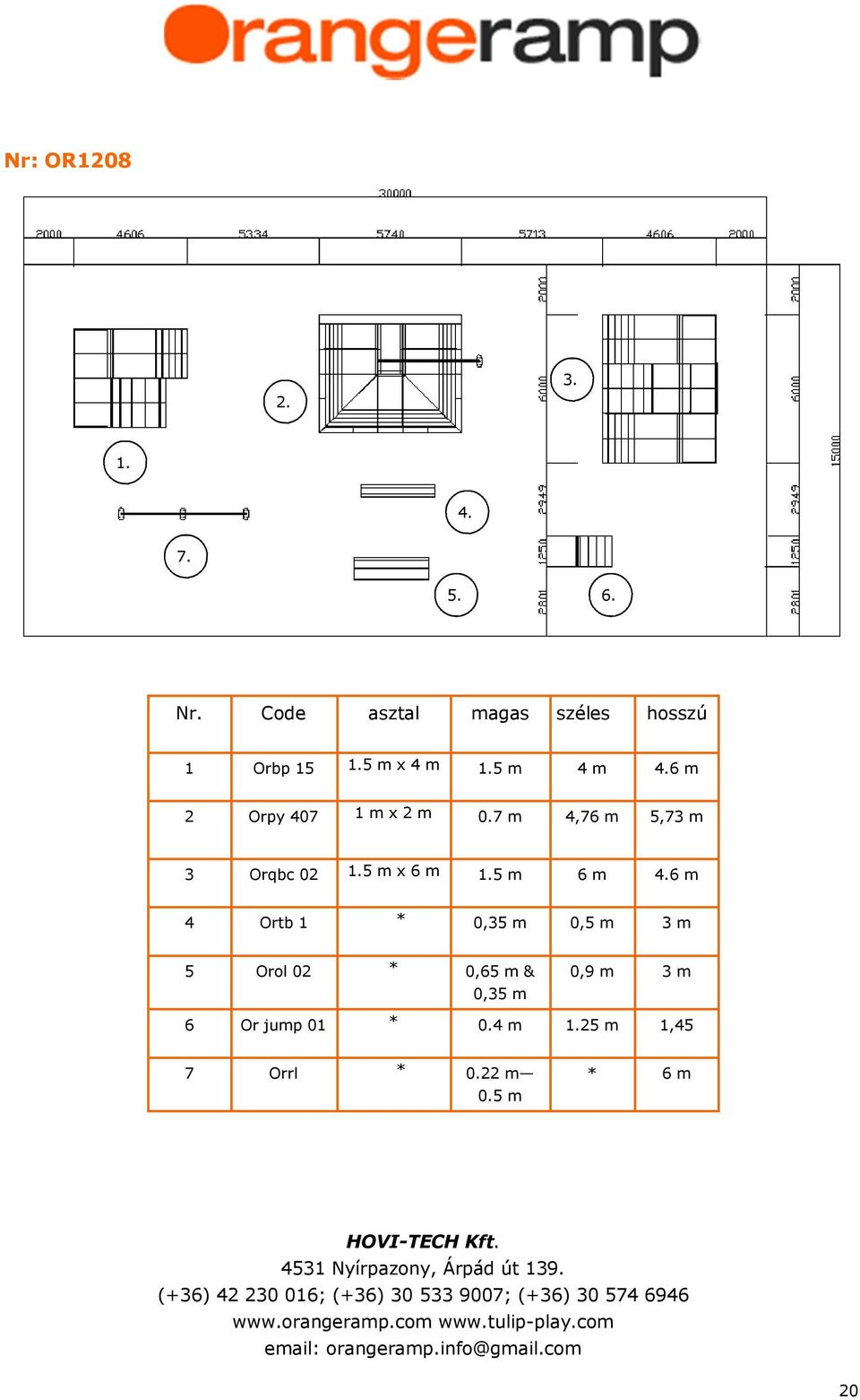 6 m 2 Orpy 407 1 m x 2 m 0.7 m 4,76 m 5,73 m 3 Orqbc 02 1.5 m x 6 m 1.