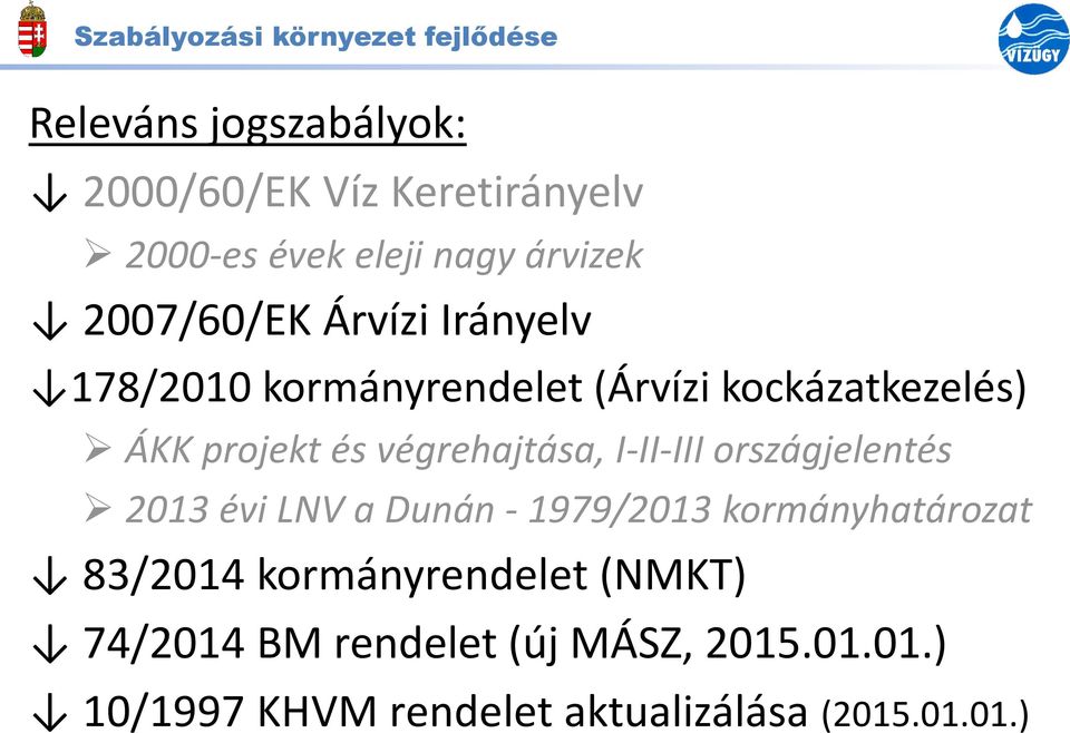 végrehajtása, I-II-III országjelentés 2013 évi LNV a Dunán - 1979/2013 kormányhatározat 83/2014