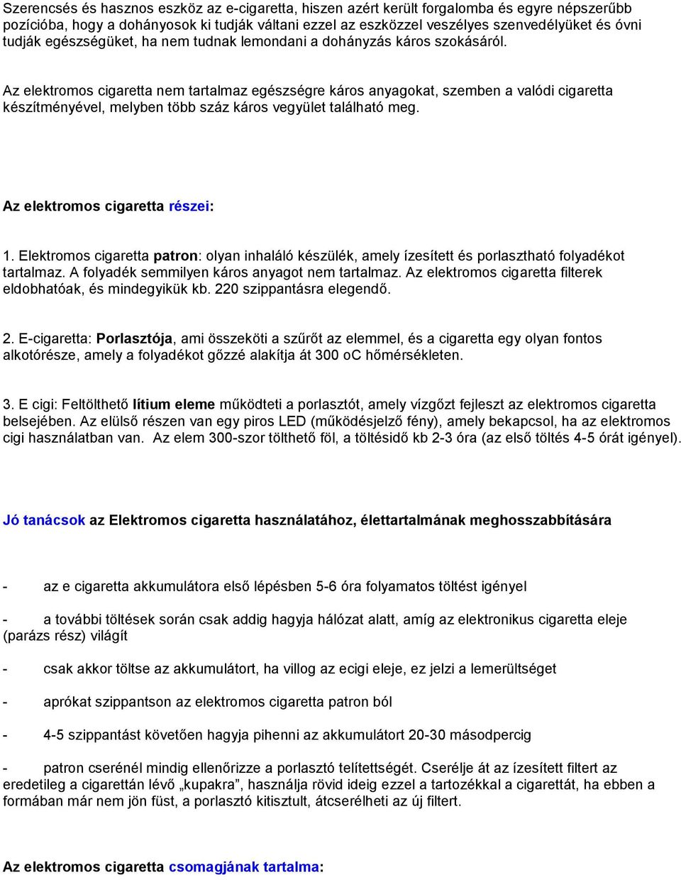 Elektromos cigaretta JC257 - Joycare - PDF Ingyenes letöltés