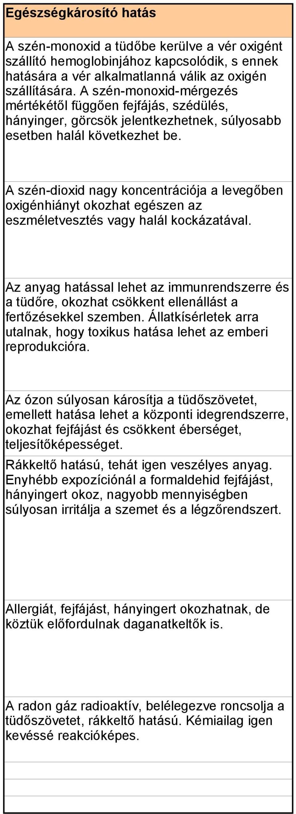 A szén-dioxid nagy koncentrációja a levegőben oxigénhiányt okozhat egészen az eszméletvesztés vagy halál kockázatával.