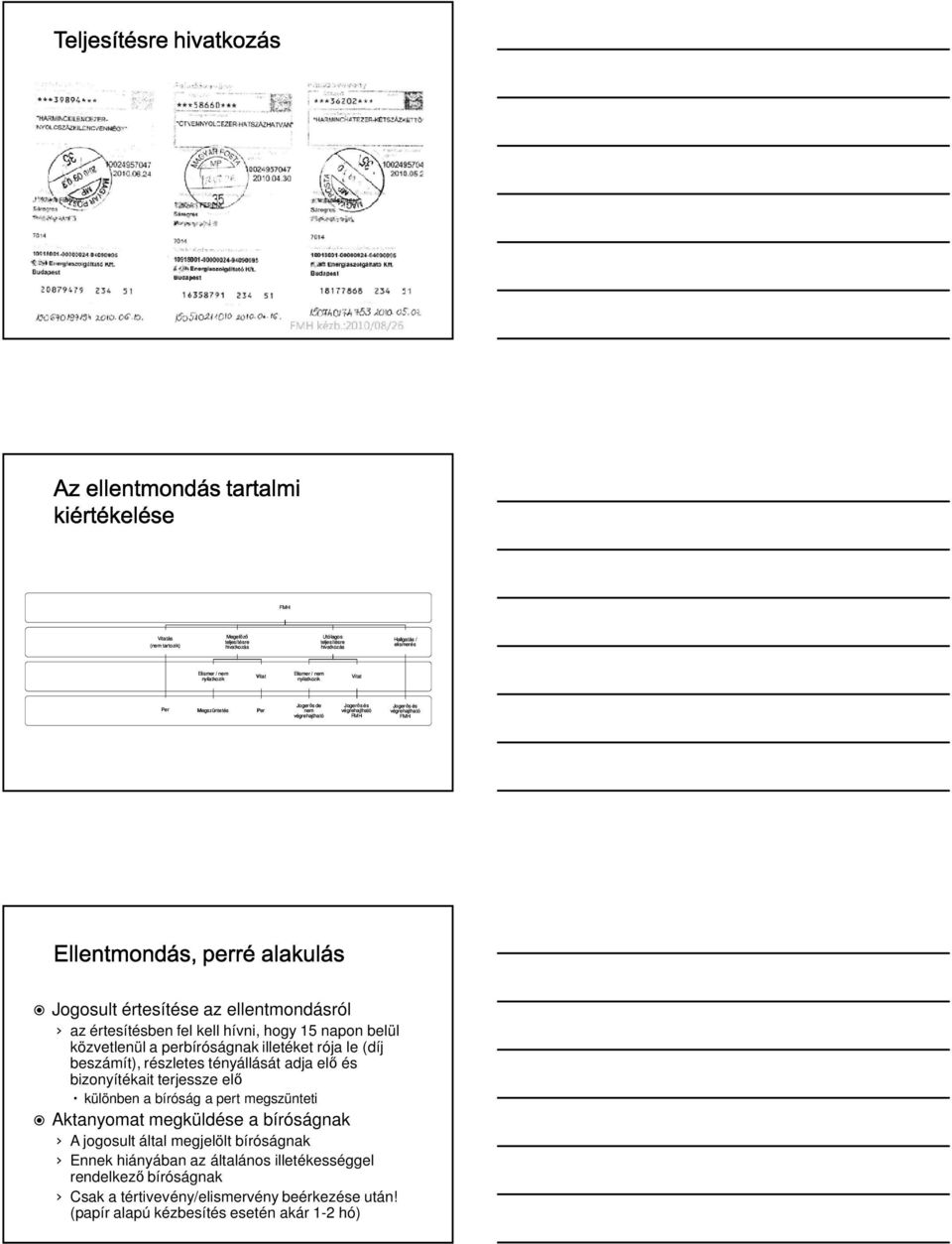 értesítése az ellentmondásról az értesítésben fel kell hívni, hogy 15 napon belül közvetlenül a perbíróságnak illetéket rója le (díj beszámít), részletes tényállását adja elő és bizonyítékait