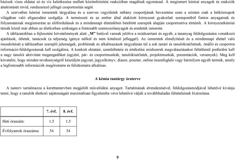 A természeti és az ember által alakított környezet gyakorlati szempontból fontos anyagainak és folyamatainak megismerése az előfordulásuk és a mindennapi életünkben betöltött szerepük alapján