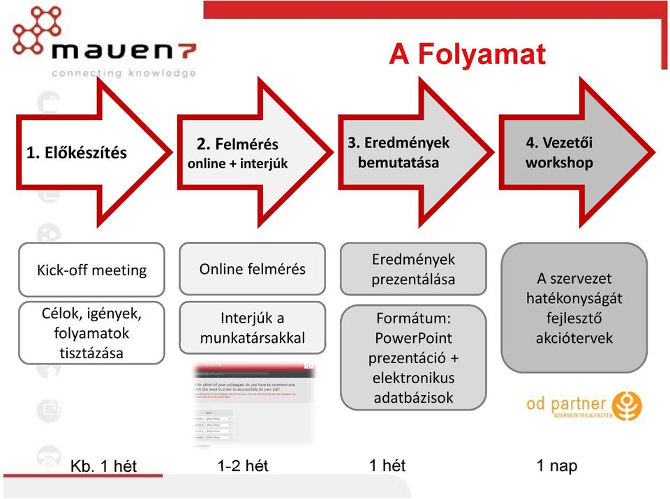 Interjúk a munkatársakkal Eredmények prezentálása Formátum: PowerPoint prezentáció +