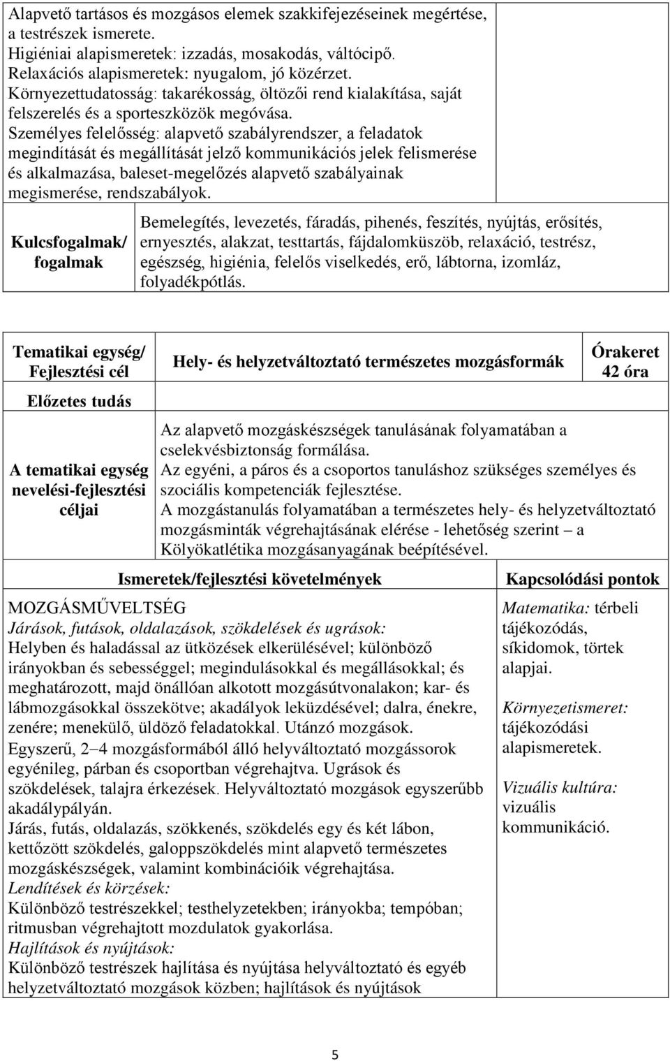 Személyes felelősség: alapvető szabályrendszer, a feladatok megindítását és megállítását jelző kommunikációs jelek felismerése és alkalmazása, baleset-megelőzés alapvető szabályainak megismerése,