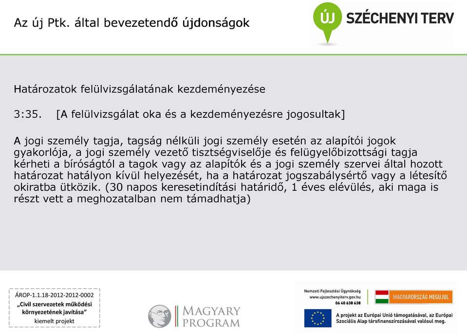 személy vezető tisztségviselője és felügyelőbizottsági tagja kérheti a bíróságtól a tagok vagy az alapítók és a jogi személy szervei által hozott