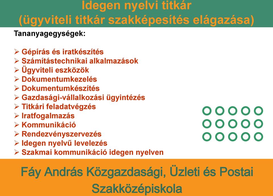 Dokumentumkezelés Dokumentumkészítés Gazdasági-vállalkozási ügyintézés Titkári