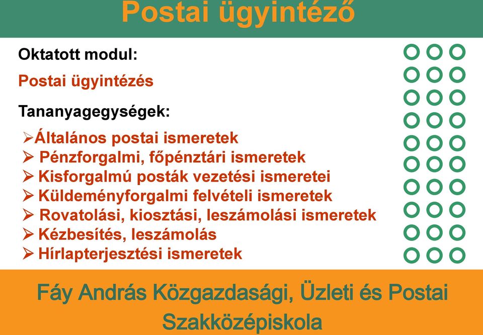 posták vezetési ismeretei Küldeményforgalmi felvételi ismeretek Rovatolási,