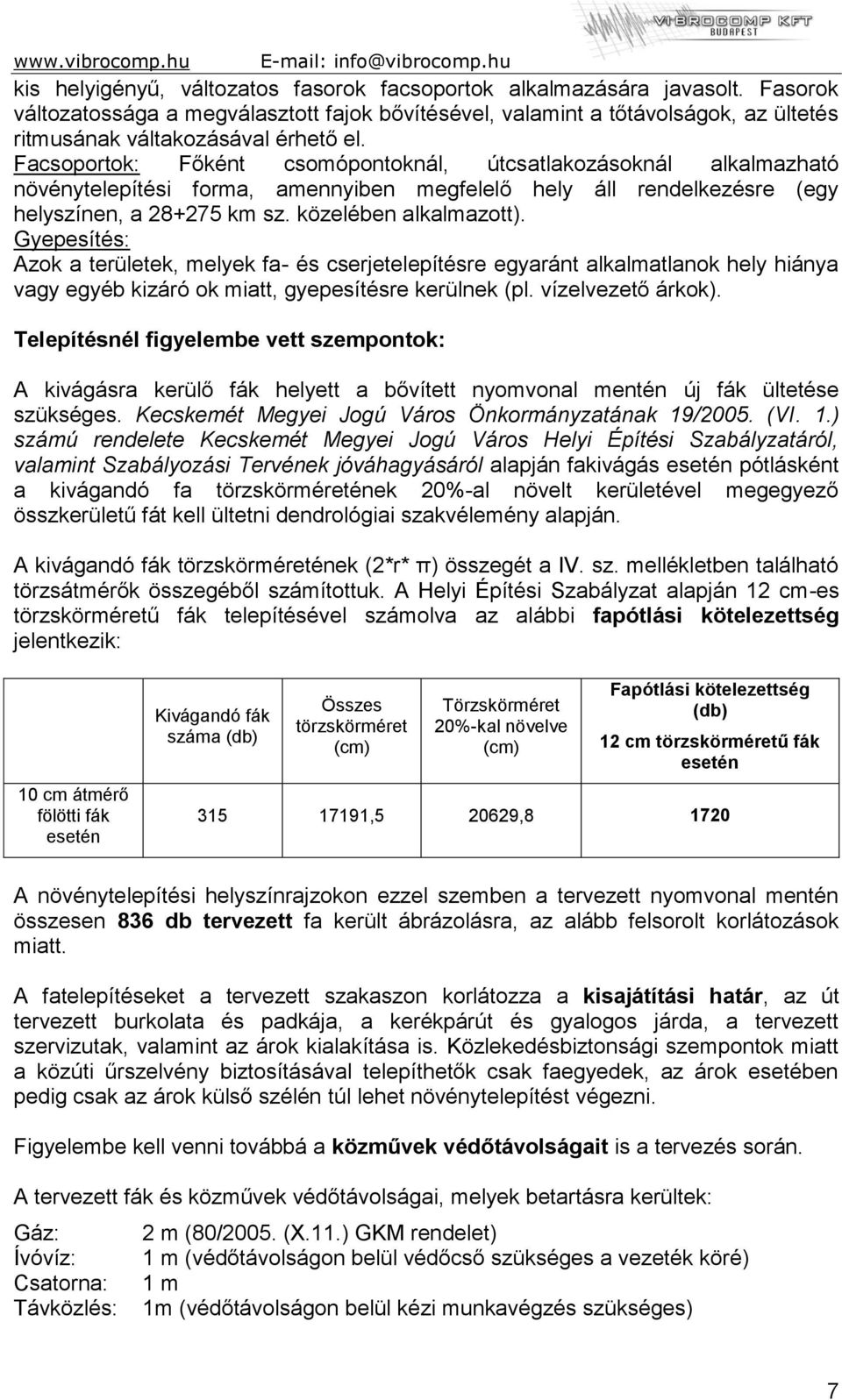 Facsoportok: Főként csomópontoknál, útcsatlakozásoknál alkalmazható növénytelepítési forma, amennyiben megfelelő hely áll rendelkezésre (egy helyszínen, a 28+275 km sz. közelében alkalmazott).
