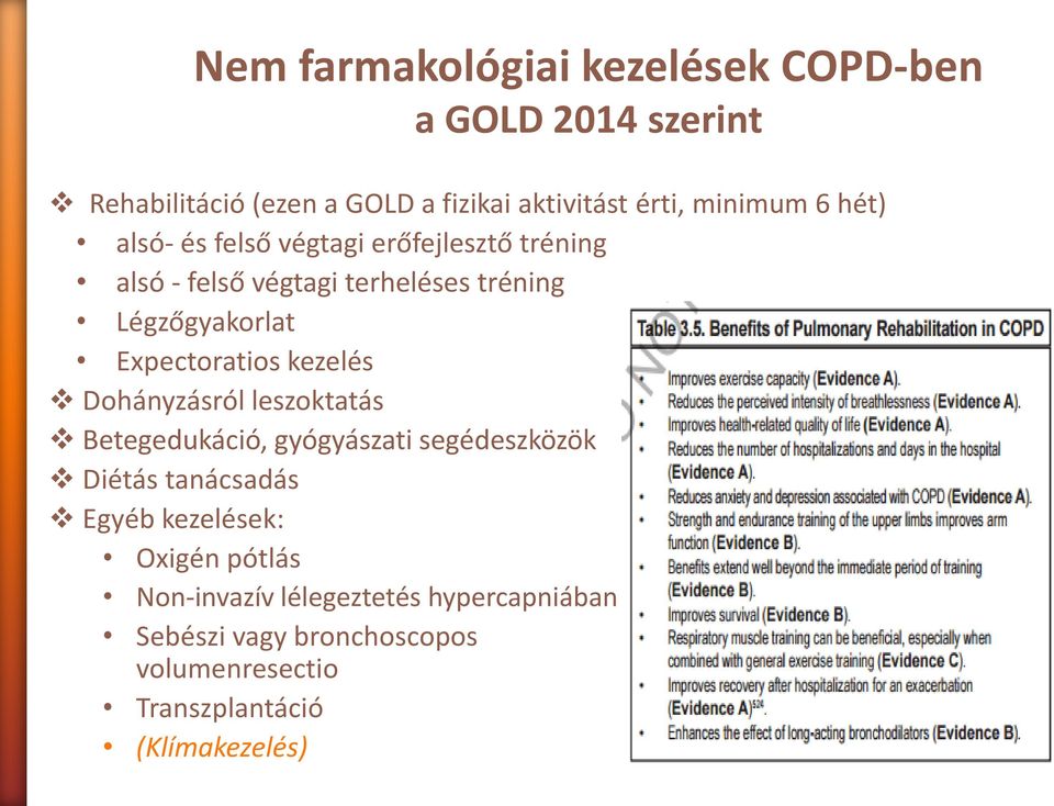 Expectoratios kezelés Dohányzásról leszoktatás Betegedukáció, gyógyászati segédeszközök Diétás tanácsadás Egyéb