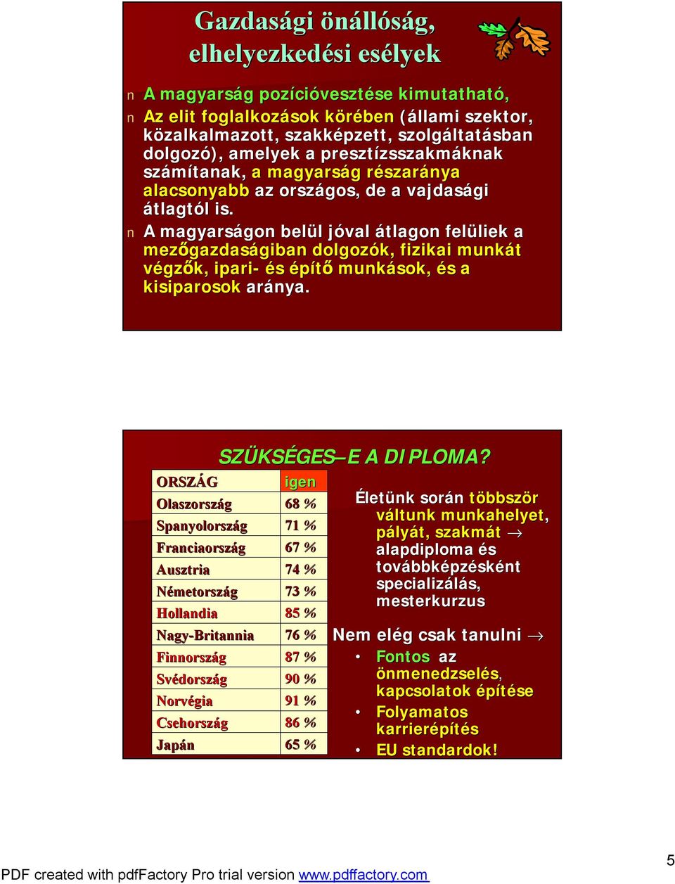 A magyarságon gon belül l jóval j átlagon felüliek liek a mezőgazdas gazdaságiban giban dolgozók, fizikai munkát végzők, ipari- és építő munkások, és s a kisiparosok aránya.