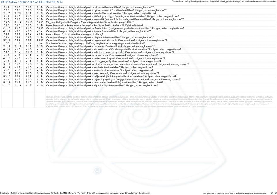 Van-e jelentősége a biológiai oldalúságnak a fültőmirigy (mirigyszövet) daganat tünet esetében? Ha igen, miben meghatározó? 5.1.8. 5.1.B. 5.1.C. 5.1.D.