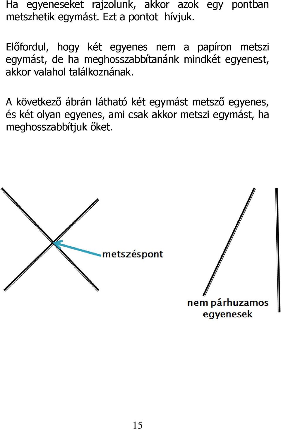 mindkét egyenest, akkor valahol találkoznának.