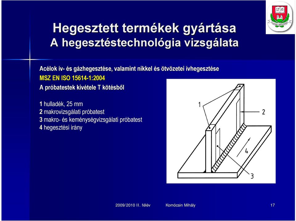 sből 1 hulladék, 25 mm 2 makrovizsgálati próbatest 3