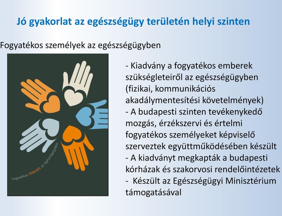 szinten tevékenykedő mozgás, érzékszervi és értelmi fogyatékos személyeket képviselő szerveztek együttműködésében