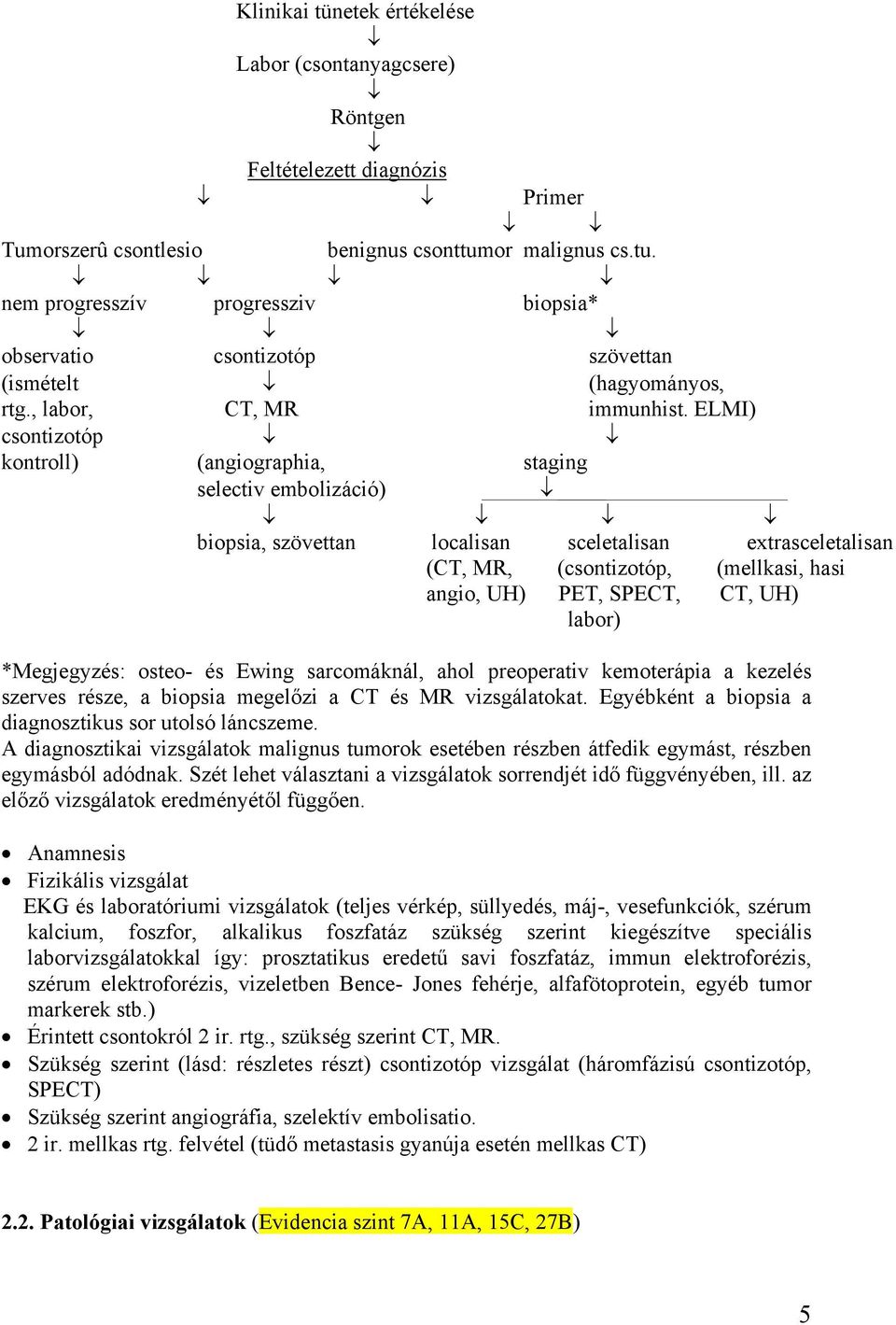 ELMI) csontizotóp kontroll) (angiographia, staging selectiv embolizáció) biopsia, szövettan localisan sceletalisan extrasceletalisan (CT, MR, (csontizotóp, (mellkasi, hasi angio, UH) PET, SPECT, CT,