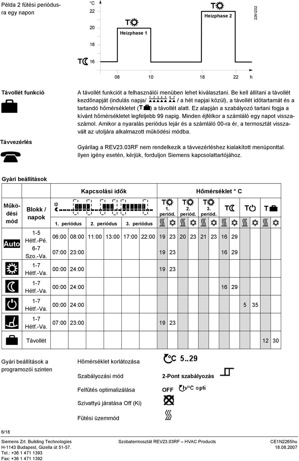 Ez alapján a szabályozó tartani fogja a kívánt hőmérsékletet legfeljebb 99 napig. Minden éjfélkor a számláló egy napot visszaszámol.