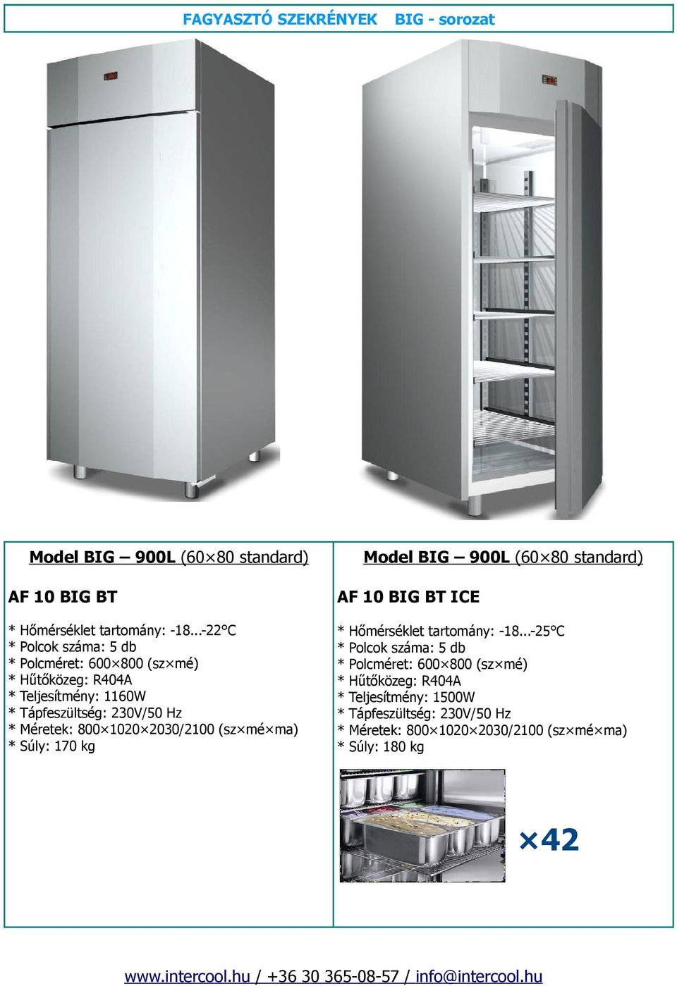 ..-22 C Polcok száma: 5 db Polcméret: 600 800 (sz mé) Teljesítmény: 1160W Méretek: 800 1020 2030/2100 (sz mé