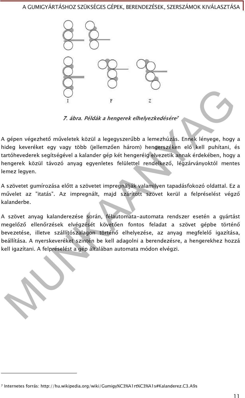 hengerek közül távozó anyag egyenletes felülettel rendelkező, légzárványoktól mentes lemez legyen. A szövetet gumírozása előtt a szövetet impregnálják valamilyen tapadásfokozó oldattal.