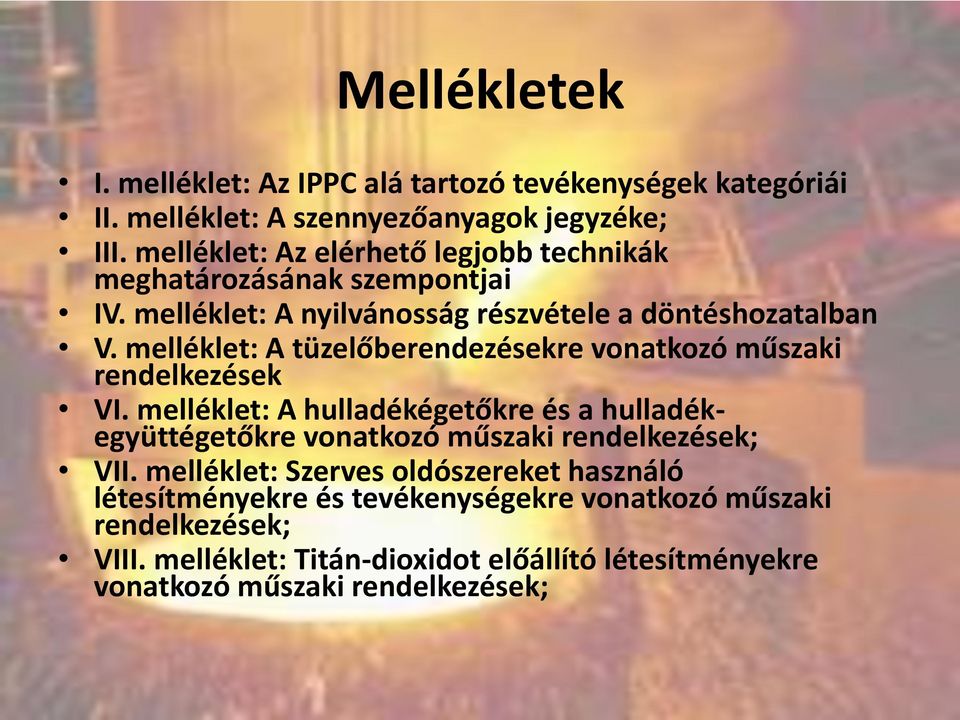 melléklet: A tüzelőberendezésekre vonatkozó műszaki rendelkezések VI.