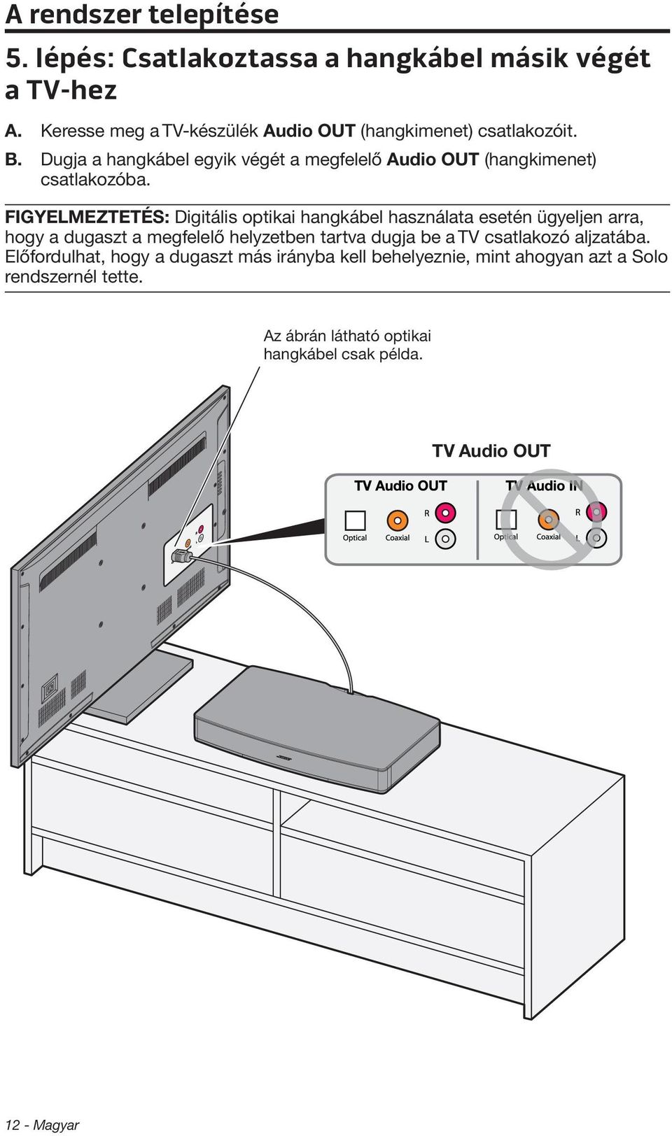 Dugja a hangkábel egyik végét a megfelelő Audio OUT (hangkimenet) csatlakozóba.