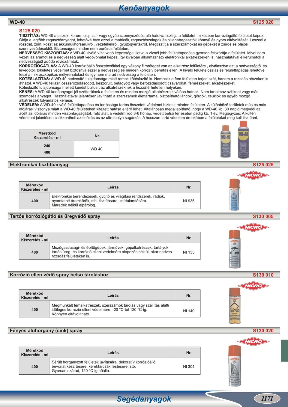 Leszedi a rozsdát, zsírt, koszt az akkumulátorsarukról, vezetékekről, gyújtógyertákról. Megtisztítja a szerszámokat és gépeket a zsíros és olajos szennyeződésektől.