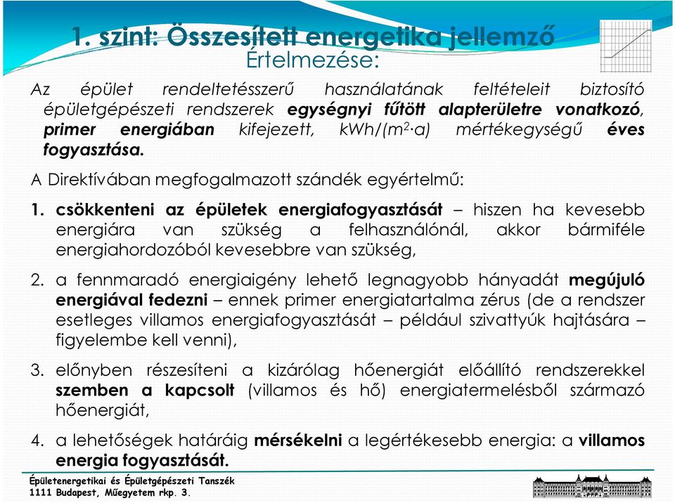 csökkenteni az épületek energiafogyasztását hiszen ha kevesebb energiára van szükség a felhasználónál, akkor bármiféle energiahordozóból kevesebbre van szükség, 2.