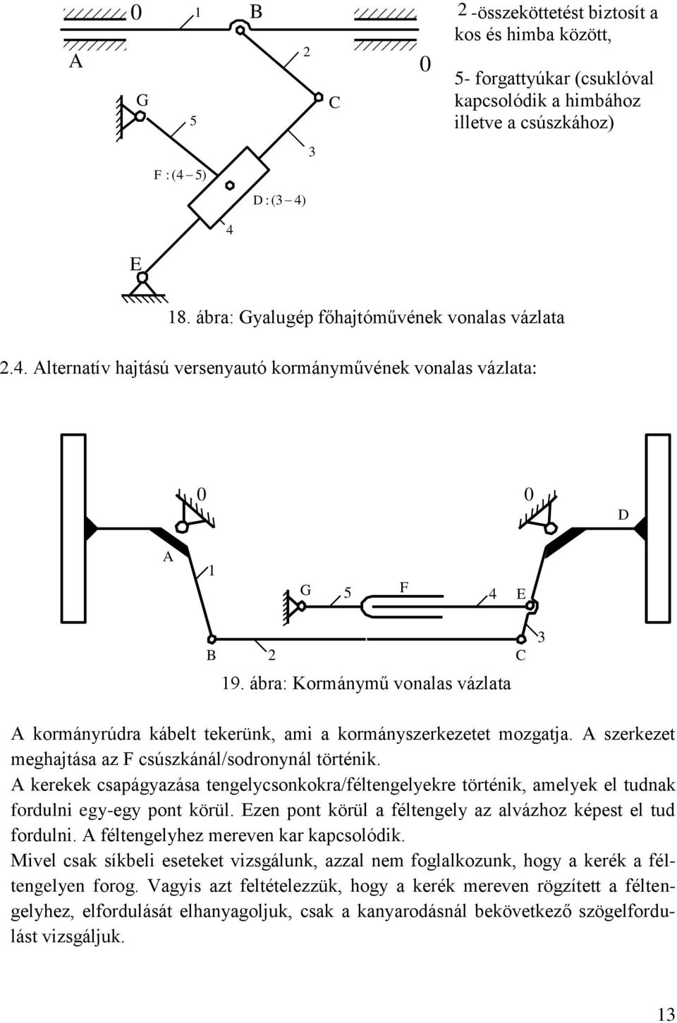 kerekek csapágyazása tengelycsonkokra/féltengelyekre történik, amelyek el tudnak fordulni egy-egy pont körül. Ezen pont körül a féltengely az alvázhoz képest el tud fordulni.