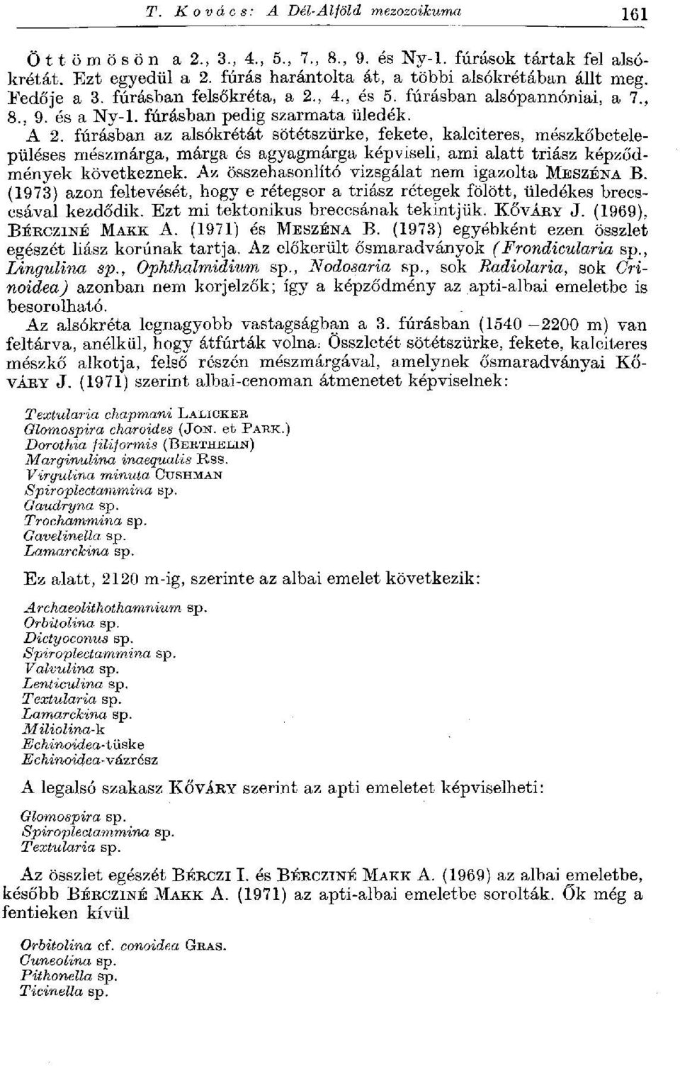 fúrásban az alsókrétát sötétszürke, fekete, kalciteres, mészkőbetelepüléses mészmárga, márga és agyagmárga képviseli, ami alatt triász képződmények következnek.