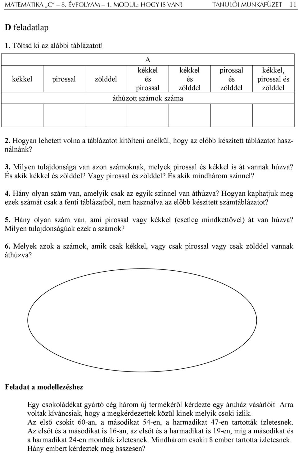 Hogyan lehetett volna a táblázatot kitölteni anélkül, hogy az előbb készített táblázatot használnánk? 3. Milyen tulajdonsága van azon számoknak, melyek pirossal és kékkel is át vannak húzva?
