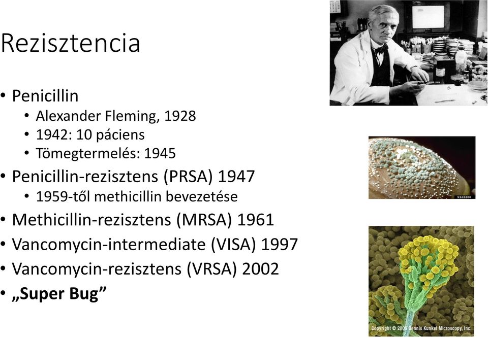 methicillin bevezetése Methicillin-rezisztens (MRSA) 1961
