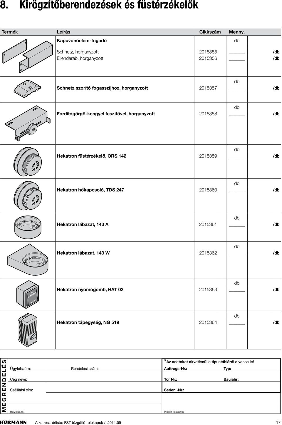 füstérzékelő, ORS 142 2015359 / Hekatron hőkapcsoló, TDS 247 2015360 / Hekatron lábazat, 143 A 2015361 / Hekatron lábazat, 143