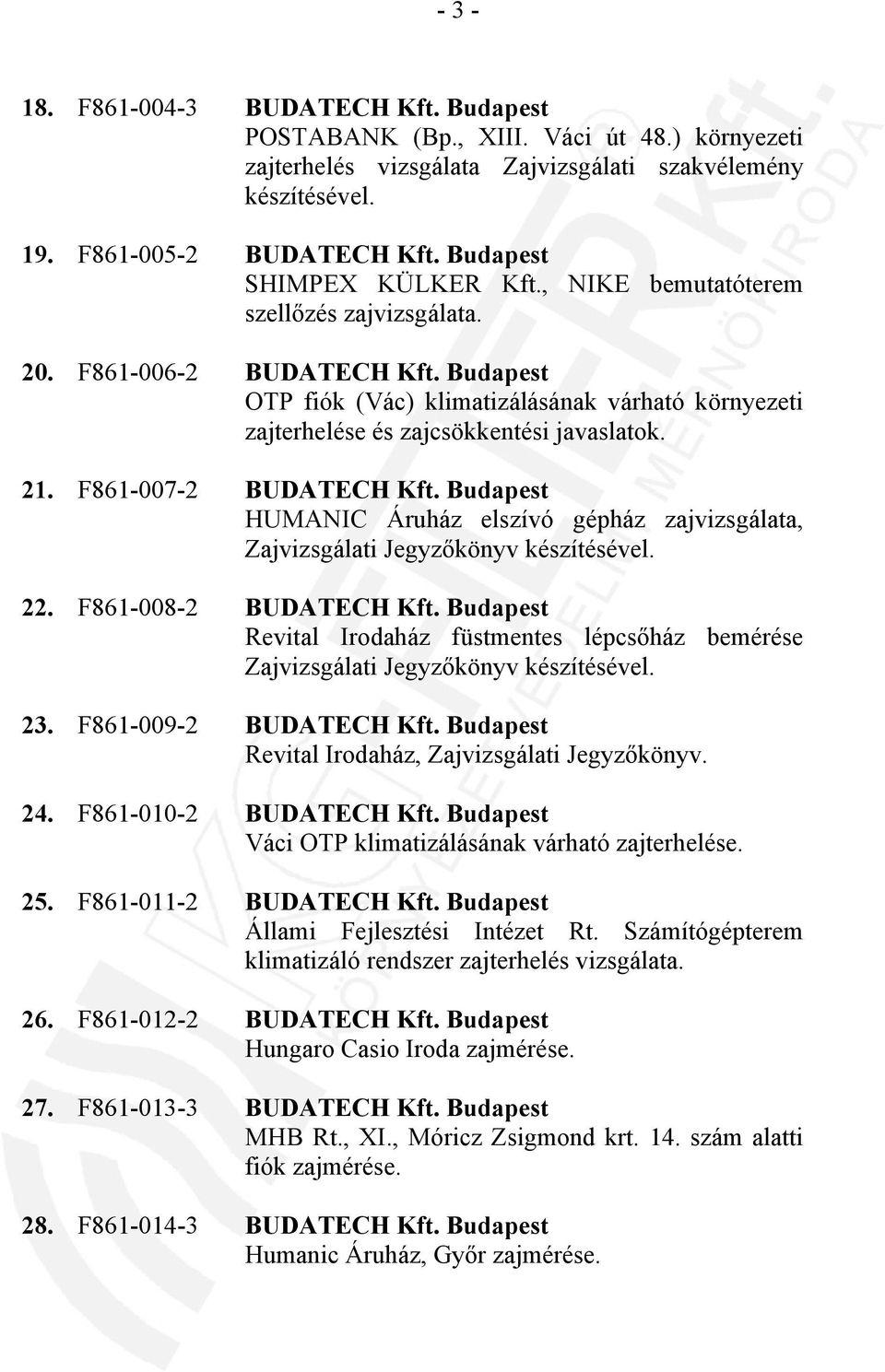 Budapest OTP fiók (Vác) klimatizálásának várható környezeti zajterhelése és zajcsökkentési javaslatok. 21. F861-007-2 BUDATECH Kft.