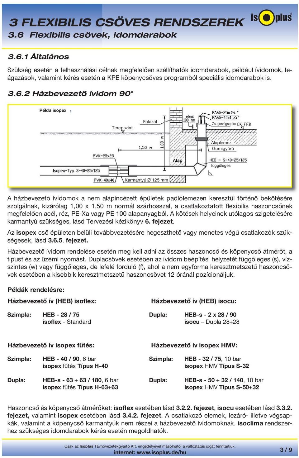 keresztül történő bekötésére szolgálnak, kizárólag 1,00 x 1,50 m normál szárhosszal, a csatlakoztatott flexibilis haszoncsőnek megfelelően acél, réz, PE-Xa vagy PE 100 alapanyagból.