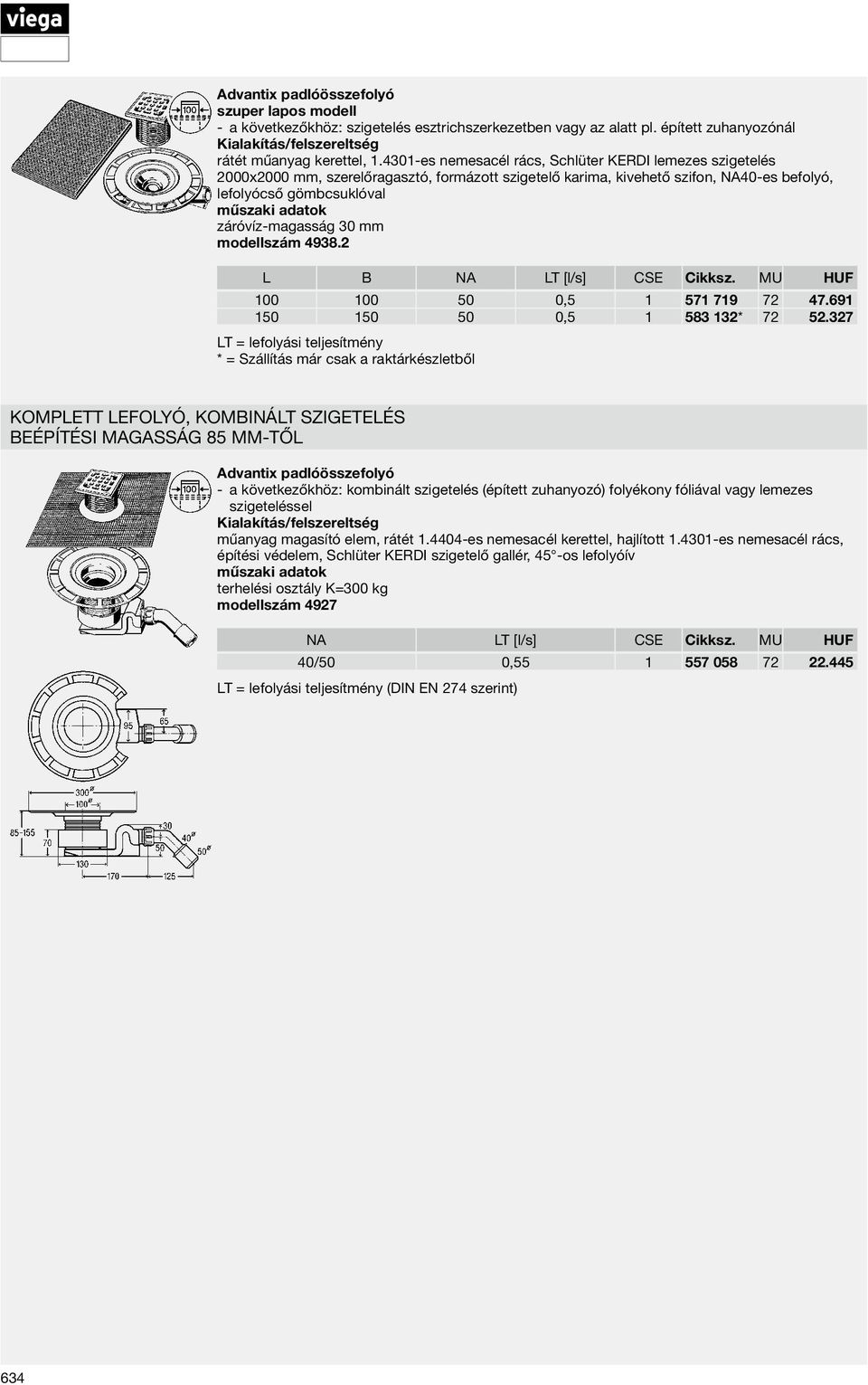 modellszám 4938.2 L B NA LT [l/s] CSE Cikksz. MU HUF 100 100 50 0,5 1 571 719 72 47.691 150 150 50 0,5 1 583 132* 72 52.