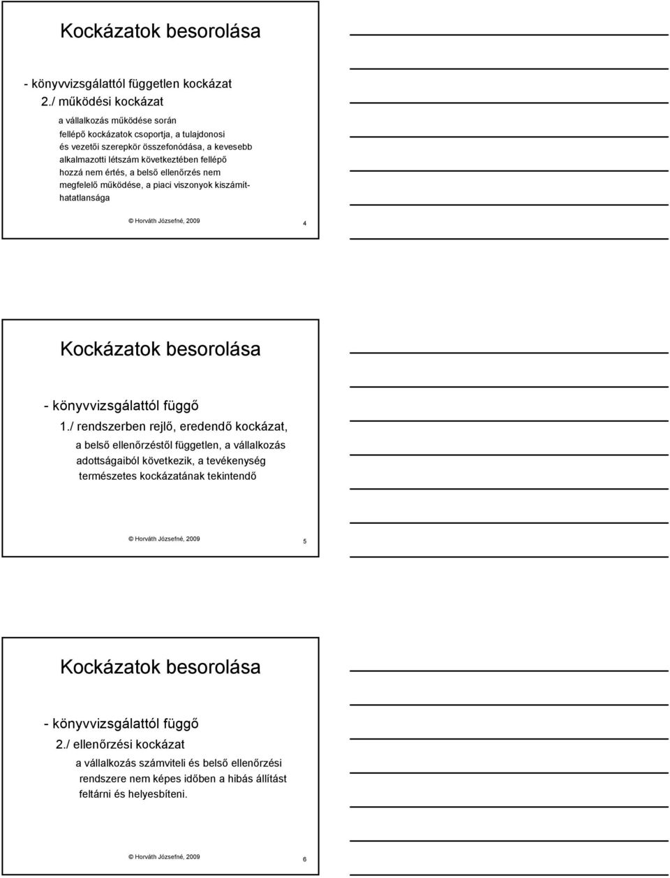hozzá nem értés, a belső ellenőrzés nem megfelelő működése, a piaci viszonyok kiszámíthatatlansága 4 Kockázatok besorolása - könyvvizsgálattól függő 1.