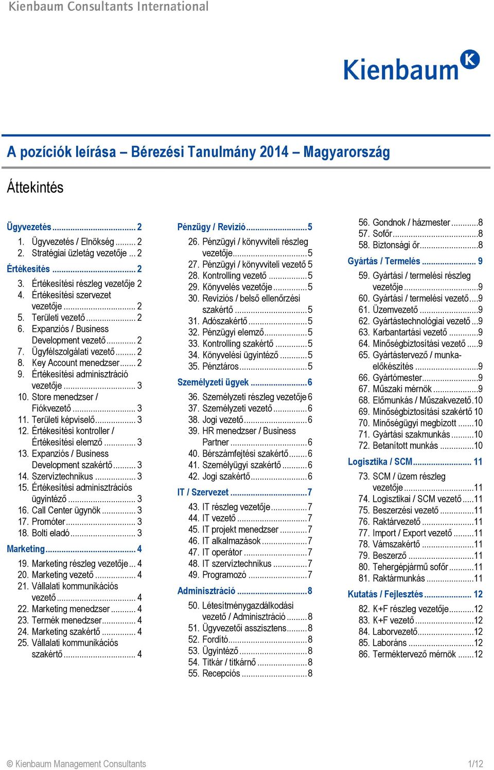 Store menedzser / Fiókvezető... 3 11. Területi képviselő... 3 12. Értékesítési kontroller / Értékesítési elemző... 3 13. Expanziós / Business Development szakértő... 3 14. Szervíztechnikus... 3 15.