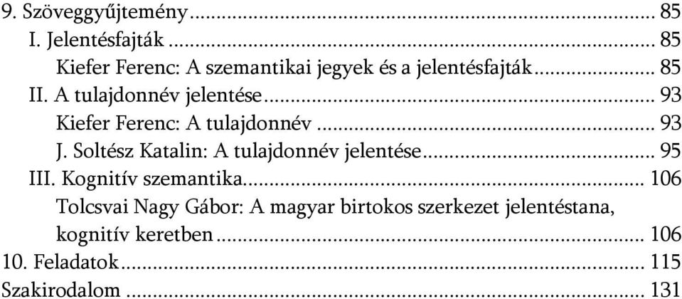 .. 93 Kiefer Ferenc: A tulajdonnév... 93 J. Soltész Katalin: A tulajdonnév jelentése... 95 III.