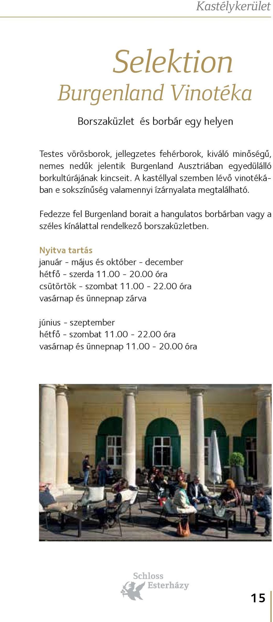 Fedezze fel Burgenland borait a hangulatos borbárban vagy a széles kínálattal rendelkező borszaküzletben.