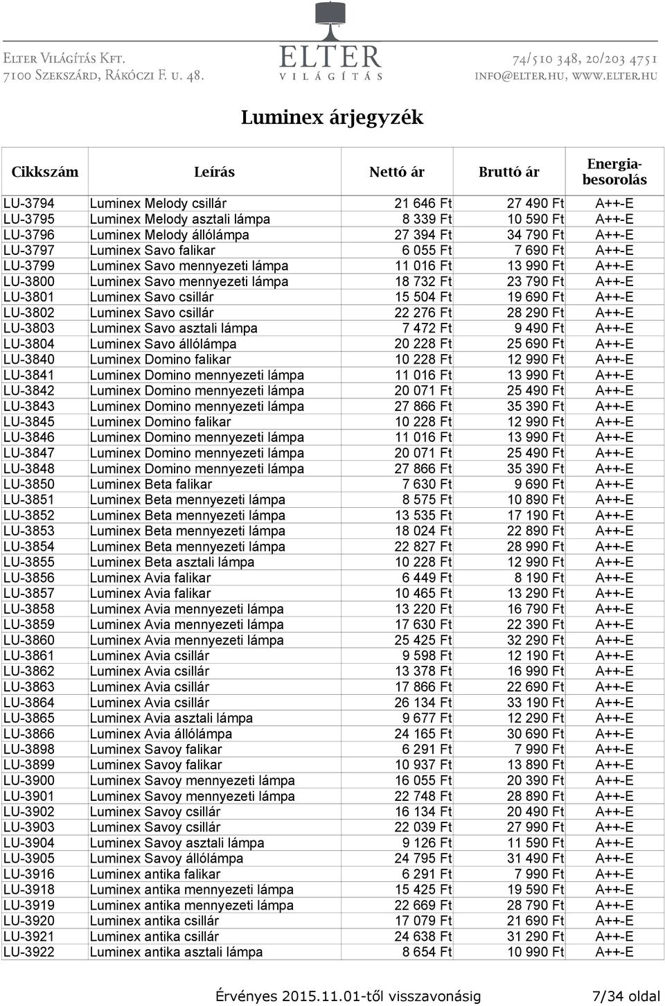 19 690 Ft A++-E LU-3802 Luminex Savo csillár 22 276 Ft 28 290 Ft A++-E LU-3803 Luminex Savo asztali lámpa 7 472 Ft 9 490 Ft A++-E LU-3804 Luminex Savo állólámpa 20 228 Ft 25 690 Ft A++-E LU-3840