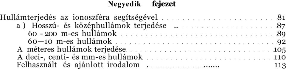 . 87 60-200 m-es hullámok 89 60 10 m-es hullámok 92 A méteres