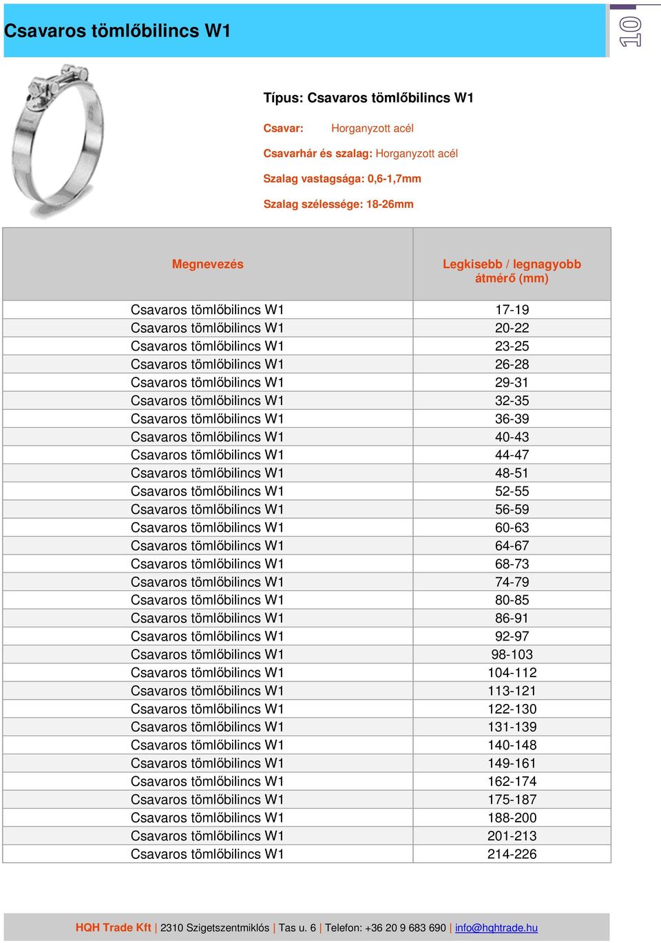 Csavaros tömlőbilincs W1 40-43 Csavaros tömlőbilincs W1 44-47 Csavaros tömlőbilincs W1 48-51 Csavaros tömlőbilincs W1 52-55 Csavaros tömlőbilincs W1 56-59 Csavaros tömlőbilincs W1 60-63 Csavaros