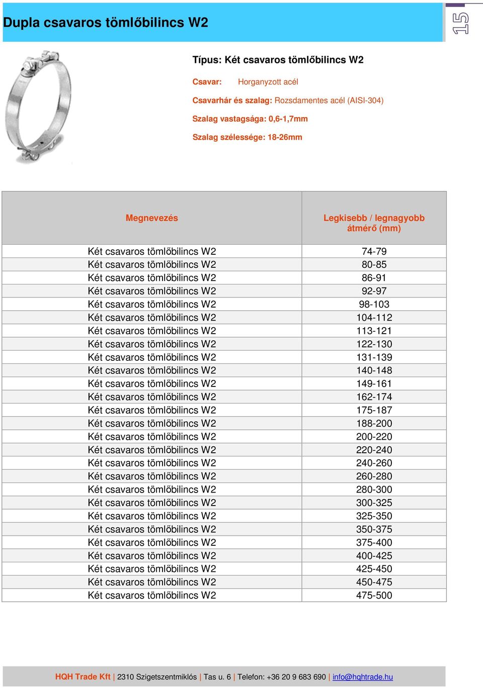 tömlőbilincs W2 104-112 Két csavaros tömlőbilincs W2 113-121 Két csavaros tömlőbilincs W2 122-130 Két csavaros tömlőbilincs W2 131-139 Két csavaros tömlőbilincs W2 140-148 Két csavaros tömlőbilincs