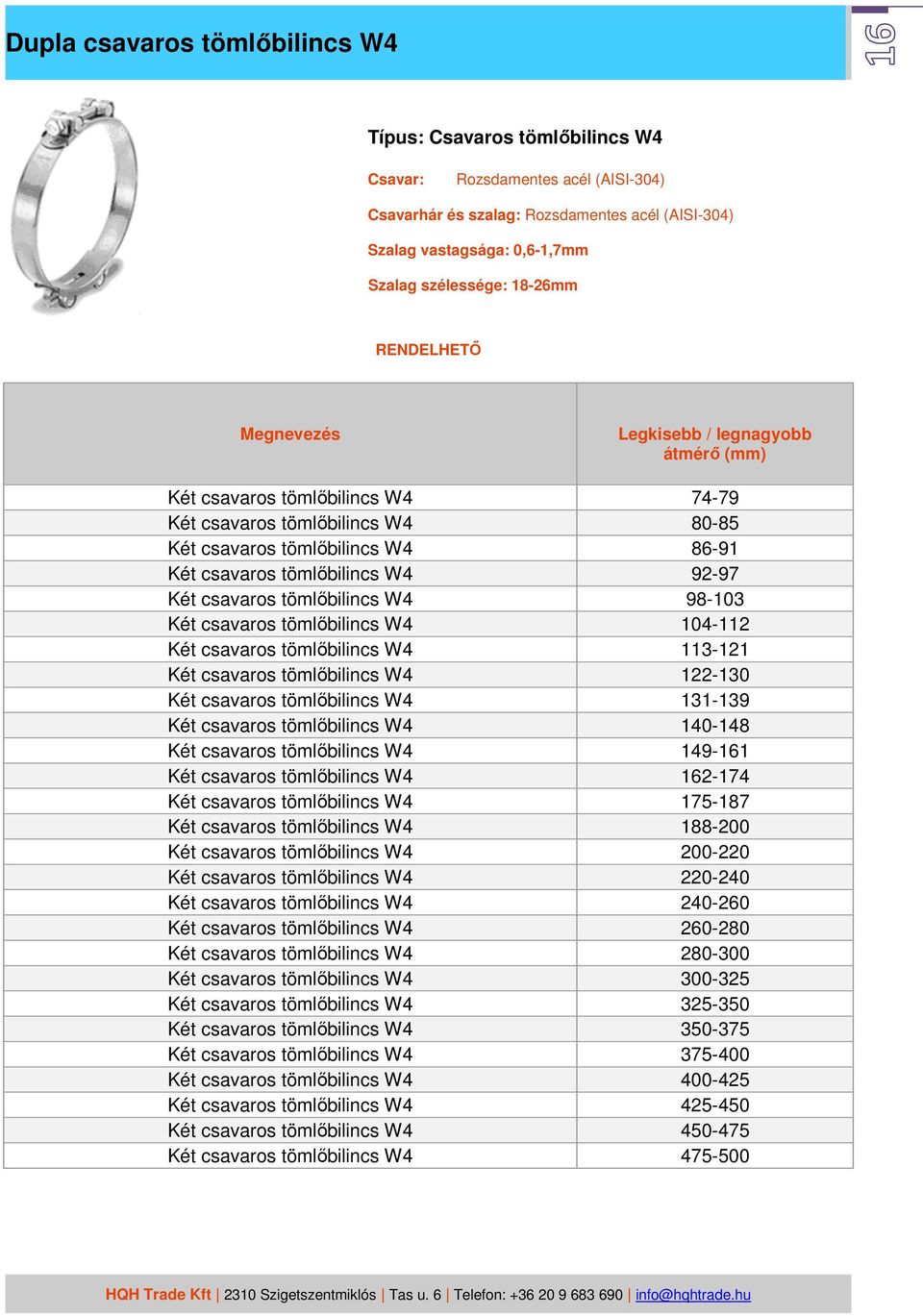 csavaros tömlőbilincs W4 104-112 Két csavaros tömlőbilincs W4 113-121 Két csavaros tömlőbilincs W4 122-130 Két csavaros tömlőbilincs W4 131-139 Két csavaros tömlőbilincs W4 140-148 Két csavaros